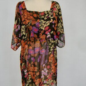 Lane Bryant 14-16 Plus sized Sheer Tunic in Floral Print Great Colors
